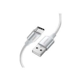 Ugreen 60133 2 mt Gümüş Beyaz Type-C USB-A 3A QC Örgülü Hızlı Şarj Kablosu