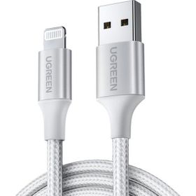 Ugreen 60163 2 mt Gümüş Lightning to USB-A Örgülü iPhone Hızlı Şarj Kablosu