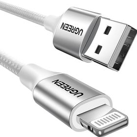 Ugreen 60163 2 mt Gümüş Lightning to USB-A Örgülü iPhone Hızlı Şarj Kablosu