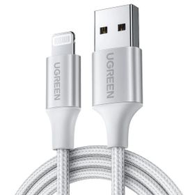 Ugreen 60163 2 mt Gümüş Lightning to USB-A Örgülü iPhone Hızlı Şarj Kablosu