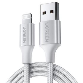 Ugreen 60163 2 mt Gümüş Lightning to USB-A Örgülü iPhone Hızlı Şarj Kablosu