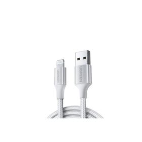 Ugreen 60163 2 mt Gümüş Lightning to USB-A Örgülü iPhone Hızlı Şarj Kablosu