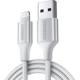 Ugreen 60163 2 mt Gümüş Lightning to USB-A Örgülü iPhone Hızlı Şarj Kablosu