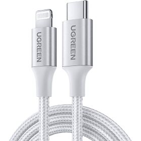 Ugreen 70525 2 mt Gümüş Type-C to Lightning 3A PD Örgülü Hızlı Şarj Kablosu