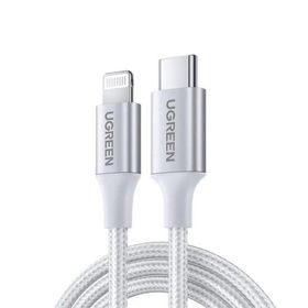 Ugreen 70525 2 mt Gümüş Type-C to Lightning 3A PD Örgülü Hızlı Şarj Kablosu