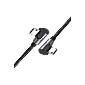 Ugreen 70531 USB-C 60 W 3A QC PD Çift Taraflı 90 Derece Örgülü 2 m Siyah Hızlı Şarj Kablosu