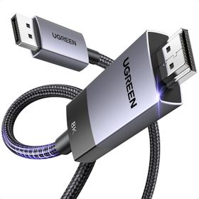 Ugreen 80395 1 mt 8K 60 Hz Displayport 1.4 to HDMI 2.1 Örgülü Kablo