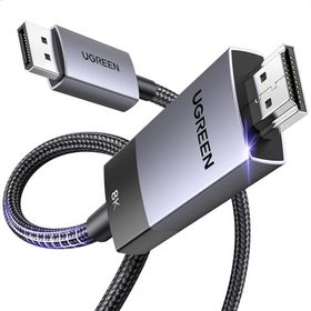 Ugreen 80395 1 mt 8K 60 Hz Displayport 1.4 to HDMI 2.1 Örgülü Kablo