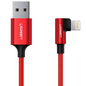 Ugreen 90 Derece Açılı Lightning iPhone 1 mt Kırmızı Şarj ve Data Kablosu