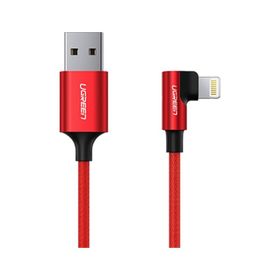 Ugreen 90 Derece Açılı Lightning iPhone 1 mt Kırmızı Şarj ve Data Kablosu