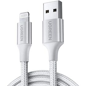 Ugreen Beyaz 1 mt Lightning İphone Örgülü Data ve Şarj Kablosu