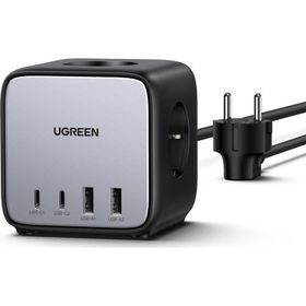 Ugreen DigiNest Cube 65W GaN 2 Hızlı Şarj Cihazı 2xUSB-2xType-C 3'lü Akım Korumalı Küp Grup Priz