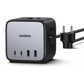 Ugreen DigiNest Cube 65W GaN 2 Hızlı Şarj Cihazı 2xUSB-2xType-C 3'lü Akım Korumalı Küp Grup Priz