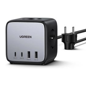Ugreen DigiNest Cube 65W GaN 2 Hızlı Şarj Cihazı 2xUSB-2xType-C 3'lü Akım Korumalı Küp Grup Priz