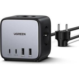 Ugreen DigiNest Cube 65W GaN 2 Hızlı Şarj Cihazı 2xUSB-2xType-C 3'lü Akım Korumalı Küp Grup Priz