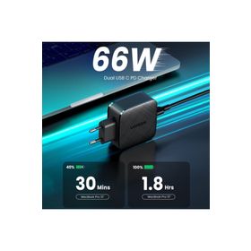 Ugreen MT02113 Siyah 66 W 2 Portlu USB-C PD Hızlı Şarj Cihazı