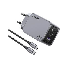 Ugreen Nexode Pro 65W Gan Uzay Grisi Type-C QC PD 2xUSB-C 1xUSB-A Hızlı Şarj Cihazı