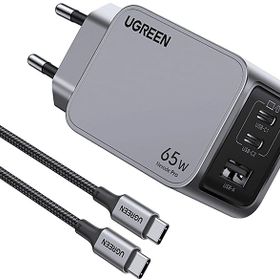 Ugreen Nexode Pro 65W Gan Uzay Grisi Type-C QC PD 2xUSB-C 1xUSB-A Hızlı Şarj Cihazı