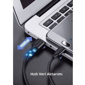Ugreen Örgülü 1.5 Metre Siyah Micro-USB & USB-A Data ve Şarj Kablosu