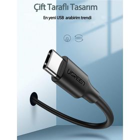 Ugreen Örgülü Beyaz 25 cm USB Type-C Şarj ve Data Kablosu