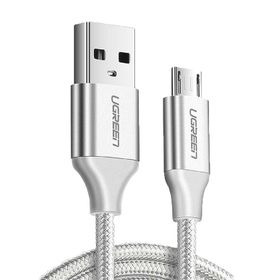 Ugreen Örgülü Micro USB 2 mt Beyaz Data ve Şarj Kablosu