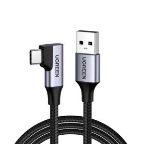 Ugreen Type-C USB 3.0 90 Derece Açılı Örgülü 1 mt Data ve Şarj Kablosu