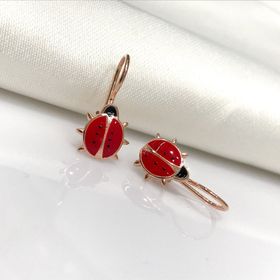 Uğur Böcekli Bebek Çocuk Küpesi Gümüş Küpe