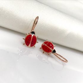 Uğur Böcekli Bebek Çocuk Küpesi Gümüş Küpe