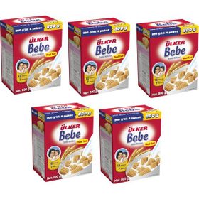 Ülker Bebe 12 Vitamin 7 Mineral 5x800 gr Sütlü Bebek Bisküvisi