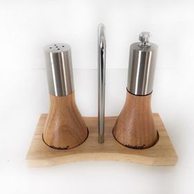 UltraForm 12 Cm Ahşap Standlı Tuzluk Ve Biberlik Seti