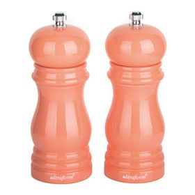 UltraForm 14 cm Pembe Ahşap Karabiber ve Tuz Değirmen Seti
