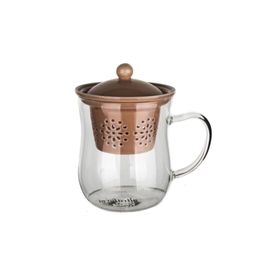 Ultraform Porselen Süzgeçli Kapaklı Oval Pembe Kupa
