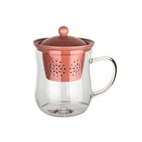 Ultraform Porselen Süzgeçli Kapaklı Oval Pembe Kupa
