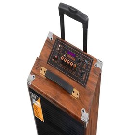Ultratekno B-Q12 50 W Süper Bass Kumandalı Taşınabilir Kablosuz Mikrofonlu Ahşap Bluetooth Hoparlör