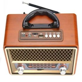 Ultratekno BT5.0 UT-157BT Gri Nostaljik Görünümlü Ahşap Radyo Bluetooth Hoparlör