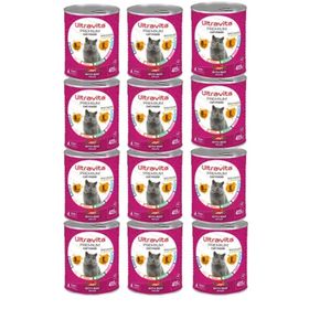 Ultravita Yüksek Proteinli Sığır Etli Konserve Yaş 12x415 gr Kedi Mama