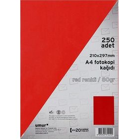 Umur 2619 A4 Kırmızı 250'li Renkli Fotokopi Kağıdı