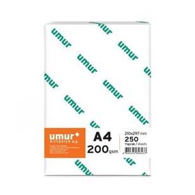 Umur A4 Gramajlı 200 gr 1 Paket 250 Sayfa Fotokopi Kağıd