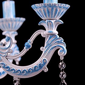 Umur Aydınlatma Dolce Vita 5'li Beyaz Abajurlu Mavi Patinalı Büyük Avize