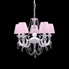 Umur Aydınlatma Eleganza 5'li Beyaz Pembe Abajurlu Avize
