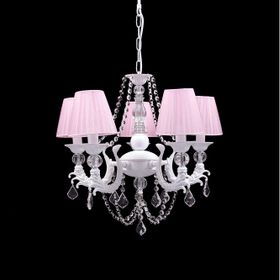 Umur Aydınlatma Eleganza 5'li Beyaz Pembe Abajurlu Avize