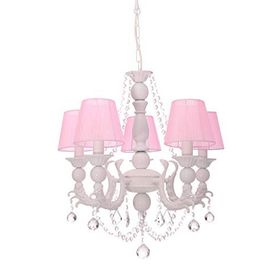 Umur Aydınlatma Eleganza 5'li Beyaz Pembe Abajurlu Avize