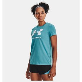 Under Armour 1356305 Live Sportstyle Graphic SS Gümüş Kadın Düz T-Shirt