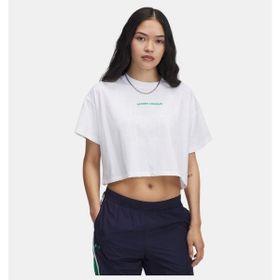 Under Armour 389156-101 Varsity Mix Heavyweight Beyaz Kadın Kısa Kollu Crop T-Shirt