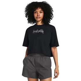 Under Armour Boxy Crop Branded Siyah Kısa Kollu Kadın T-Shirt