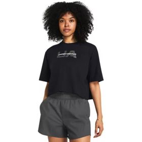 Under Armour Boxy Crop Branded Siyah Kısa Kollu Kadın T-Shirt