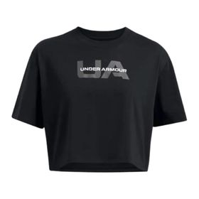Under Armour Boxy Crop Branded Siyah Kısa Kollu Kadın T-Shirt