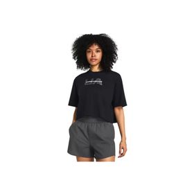 Under Armour Boxy Crop Branded Siyah Kısa Kollu Kadın T-Shirt