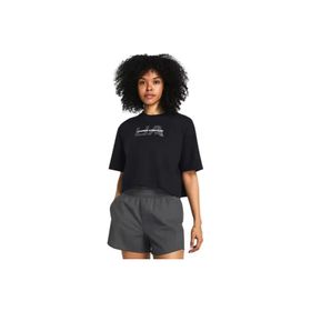 Under Armour Boxy Crop Branded Siyah Kısa Kollu Kadın T-Shirt
