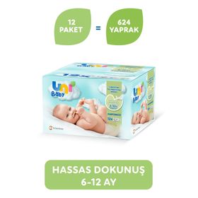 Uni Baby 12x52'li Hassas Dukunuş Bebek Islak Mendili